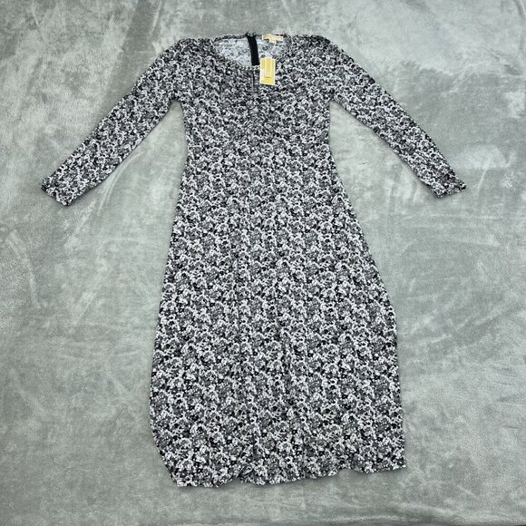 Michael Kors Dresses & Skirts - Michael Kors Womens Floral Black & White Long Sleeve Midi Dress L NWT 1283